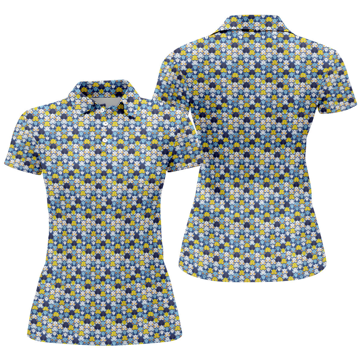 Funny Beer Pretzel Cleavage Pattern Golf Polo Shirt, Womens Golf Tops, Ladies Golf Top