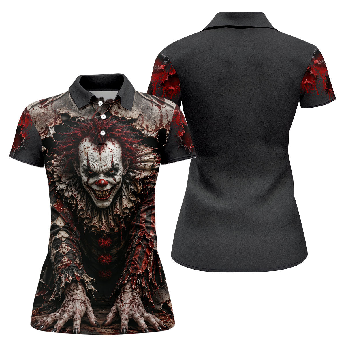 Torn Wall Horror Character Halloween Golf Shirt, Ladies Golf Tops, Women's Golf Polo