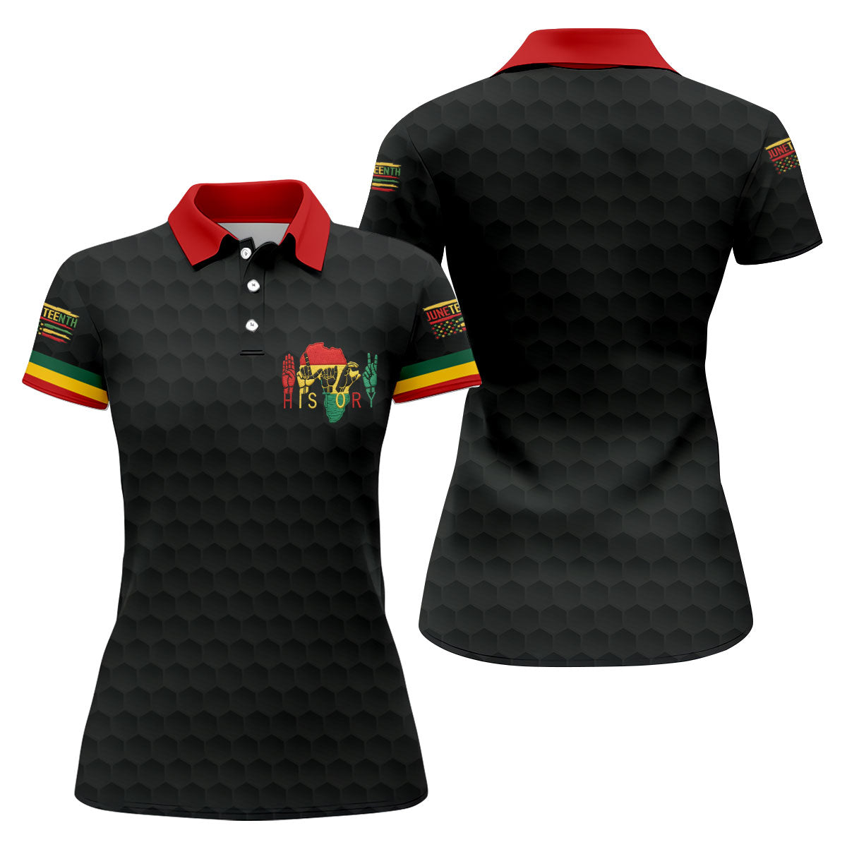 Black Heritage Day Golf Ball Pattern Ladies Golf Tops, Black History Golf Shirt For Women