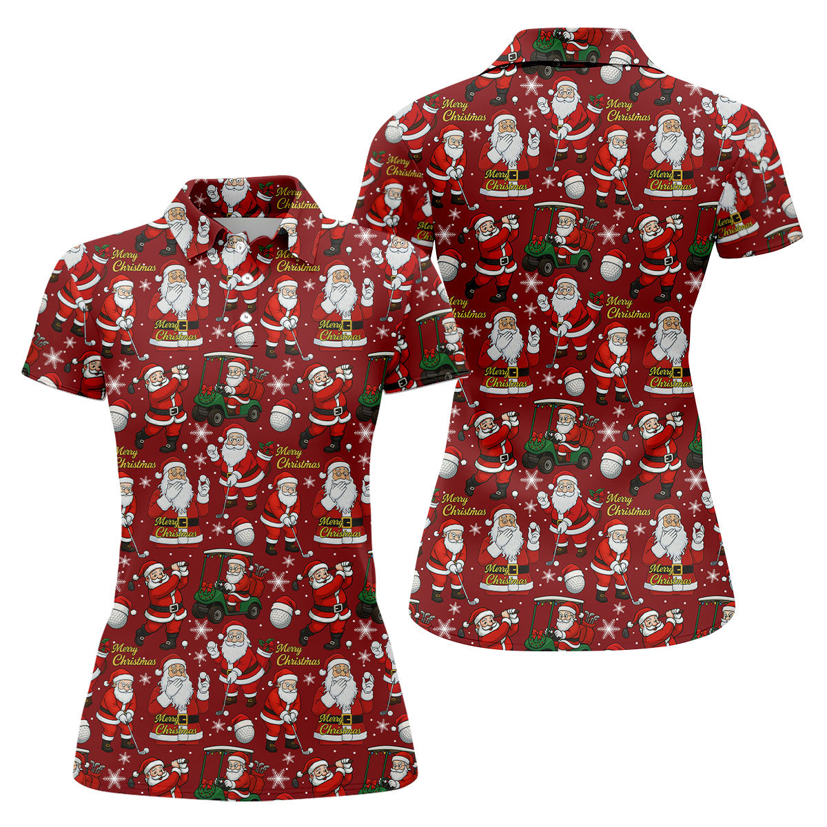 Funny Christmas Golf Polo Shirts, Christmas Golf Shirt, Women's Golf Tops, Ladies Golf Shirts