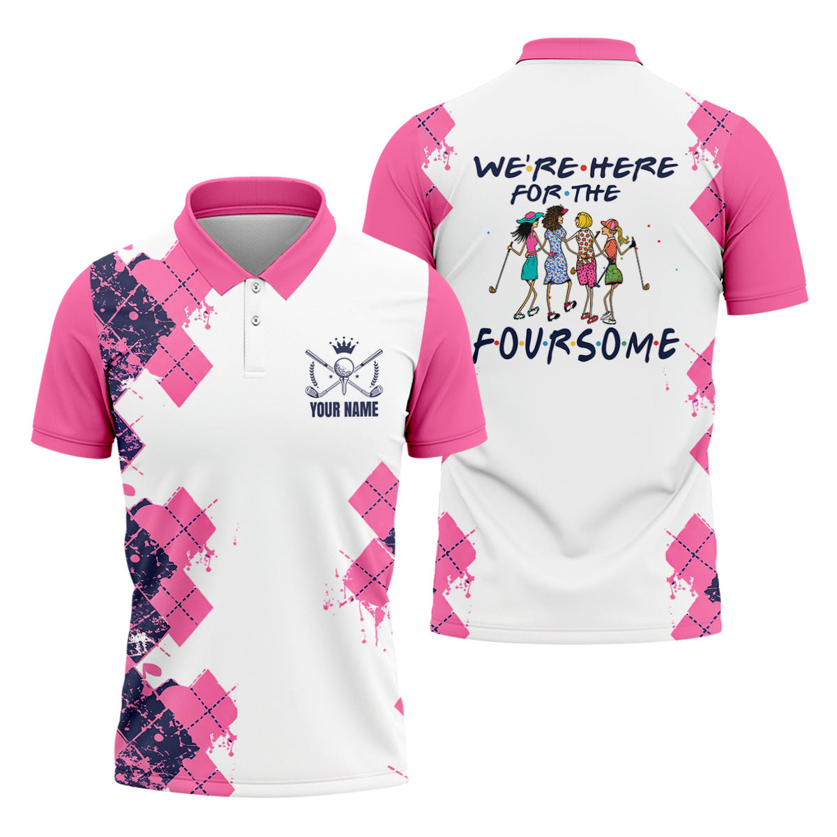 Personalized Pink Paint Splash Golf Shirt, Men's Golf Shirt, Golf Apparel For Men