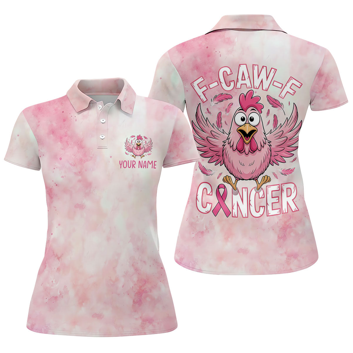 Custom F Caw F Breast Cancer Polo Shirt, Women’s Golf Polo, Printed Golf Shirt