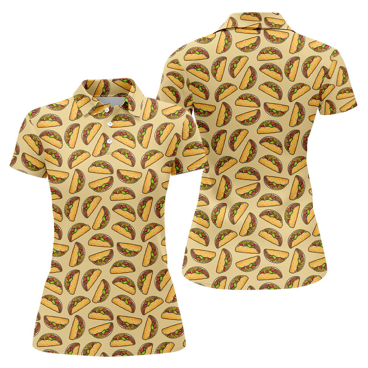 Taco Seamless Pattern Cinco De Mayo Celebration Fiesta Themed Tropical Pattern Golf Shirt For Women