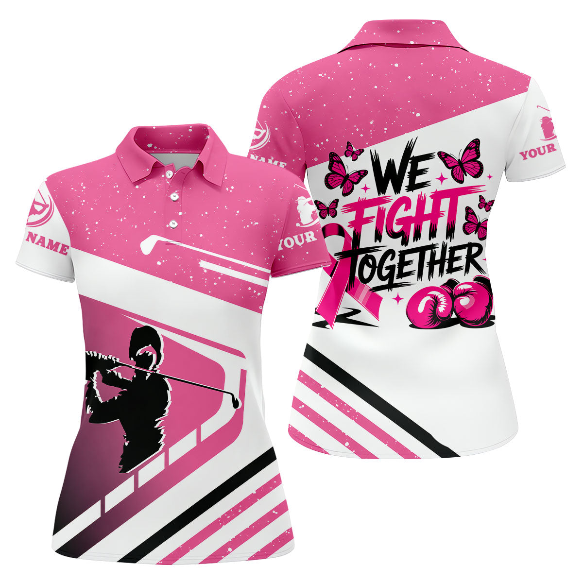 Custom We Fight Together Breast Cancer Polo Shirt, Women’s Golf Polo, Ladies Golf Top