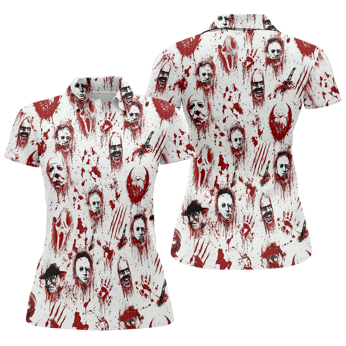 Bloody Horror Character Halloween Golf Shirt, Women's Golf Tops, Golf Shirts For Women