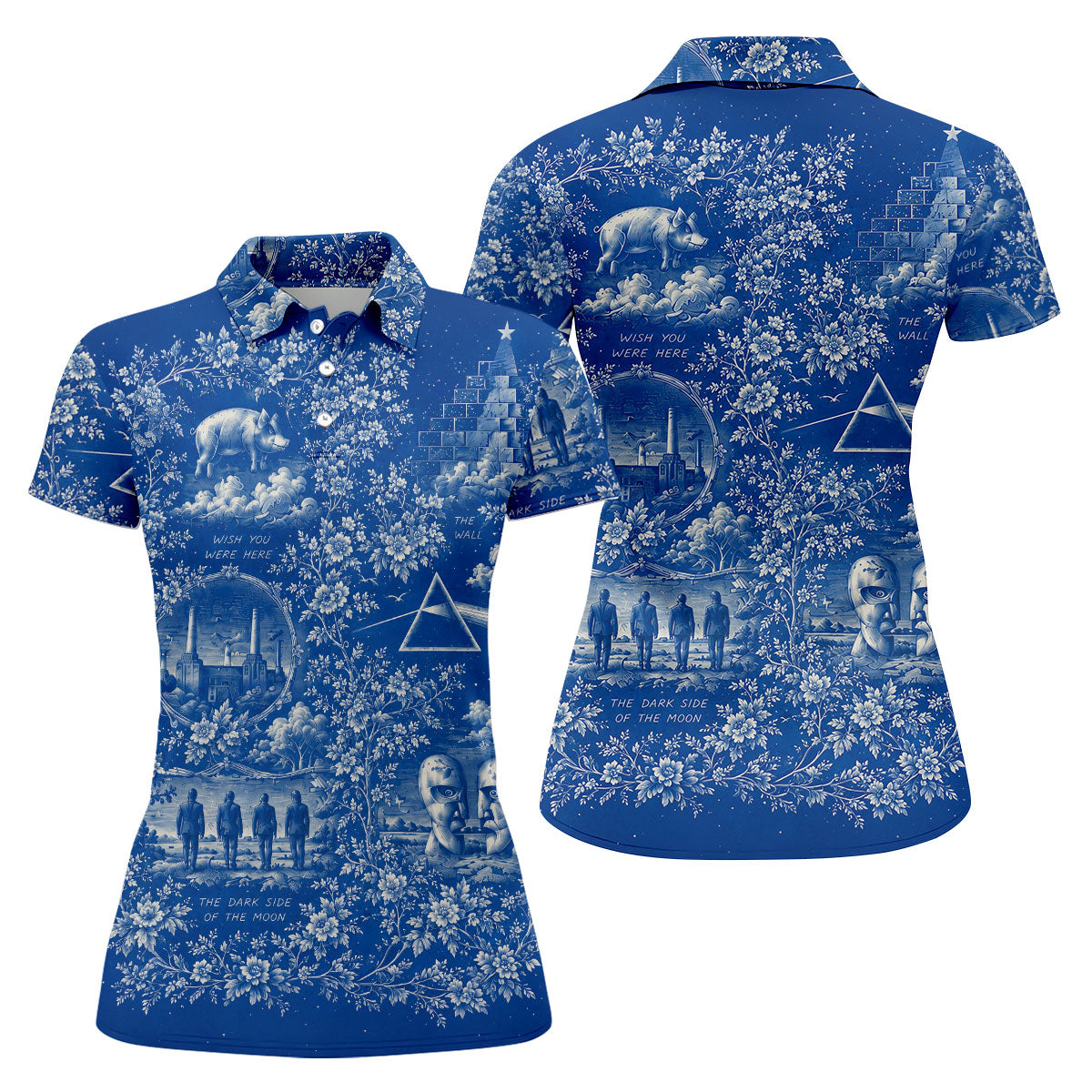 Surreal Retro Music Art Pattern Polo Shirt, Golf Tops For Women, Women’s Golf Apparel