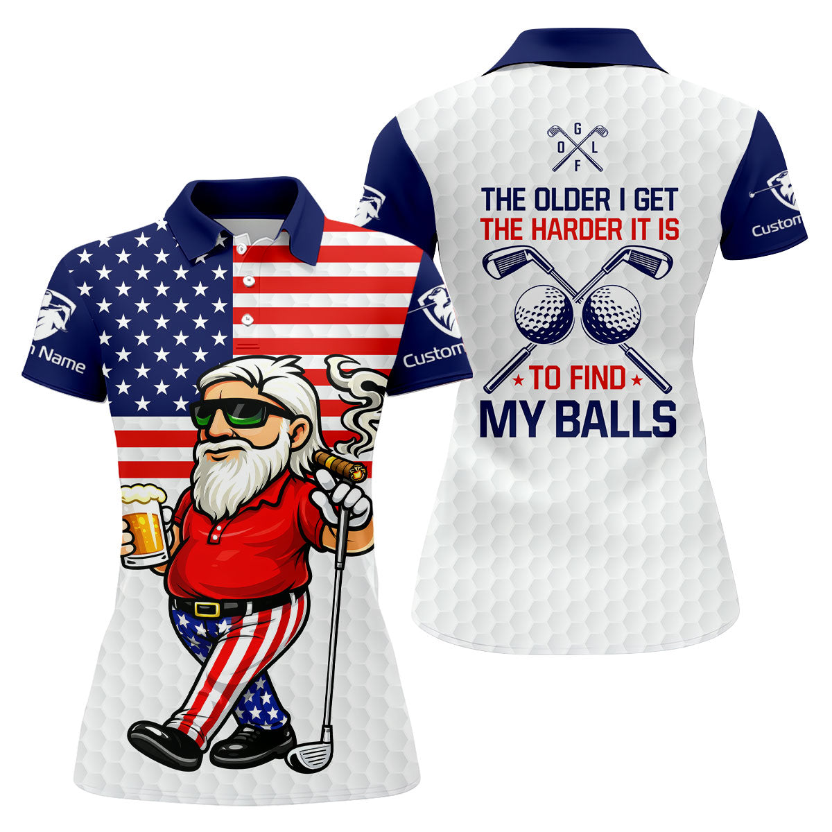 The Older I Get The Harder It Is To Find My Balls Golf And Beer 250 Years Patriotic 4th Of July Golf Shirt For Women