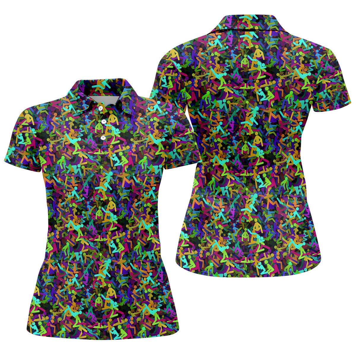 Colorful Abstract Golf Pattern Polo Shirt, Ladies Golf Shirt, Women's Golf Tops