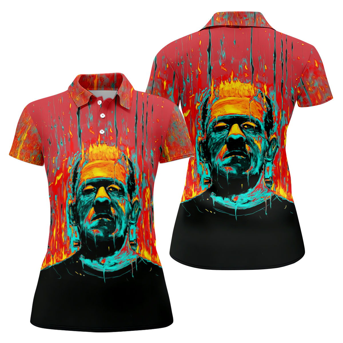 Horror Character Halloween Polo Shirt, Hawaiian Golf Shirt, Golf Tops For Women