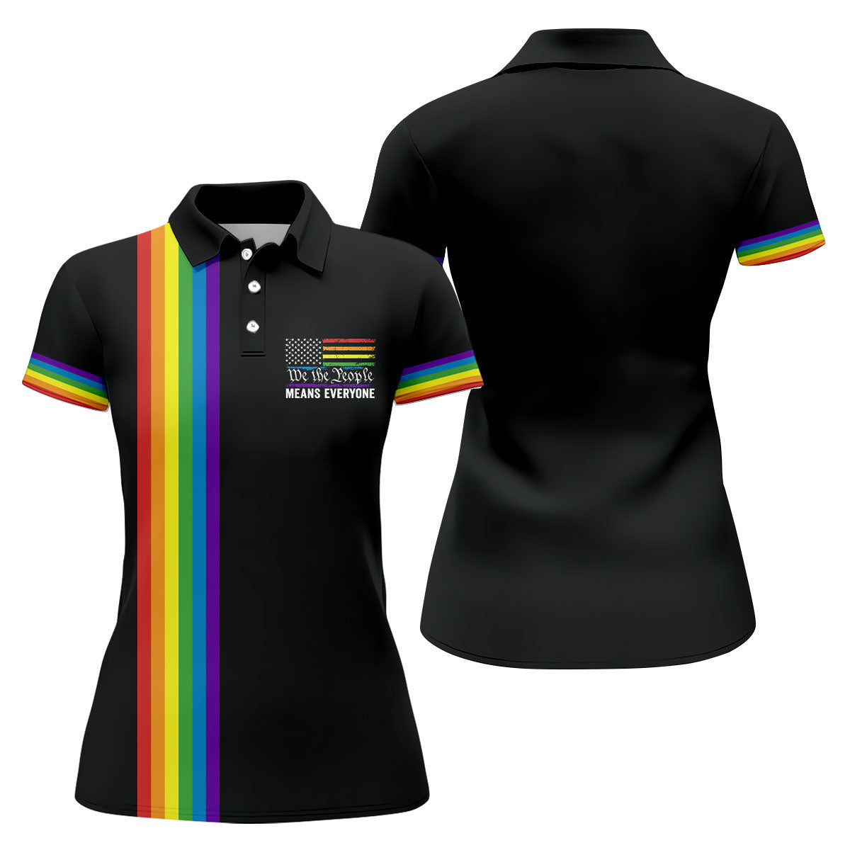 We The People Means Everyone American Pride LGBT Support Ladies Golf Tops, Golf Shirt For Women