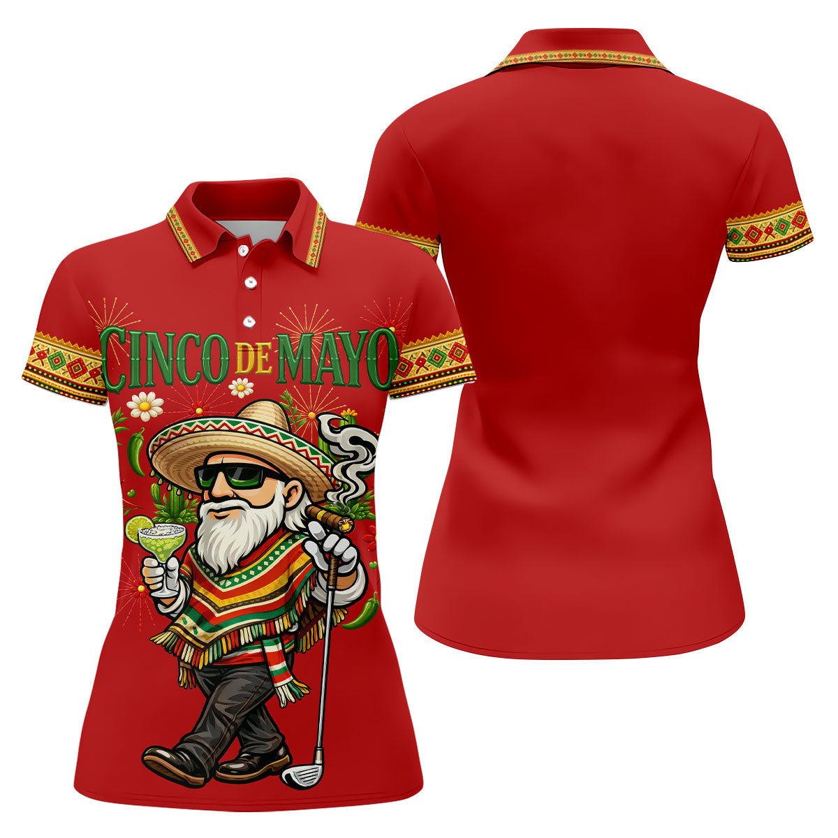 Margarita Man Cinco De Mayo Celebration Red Golf Shirt, Fiesta Theme Golf Shirt For Women