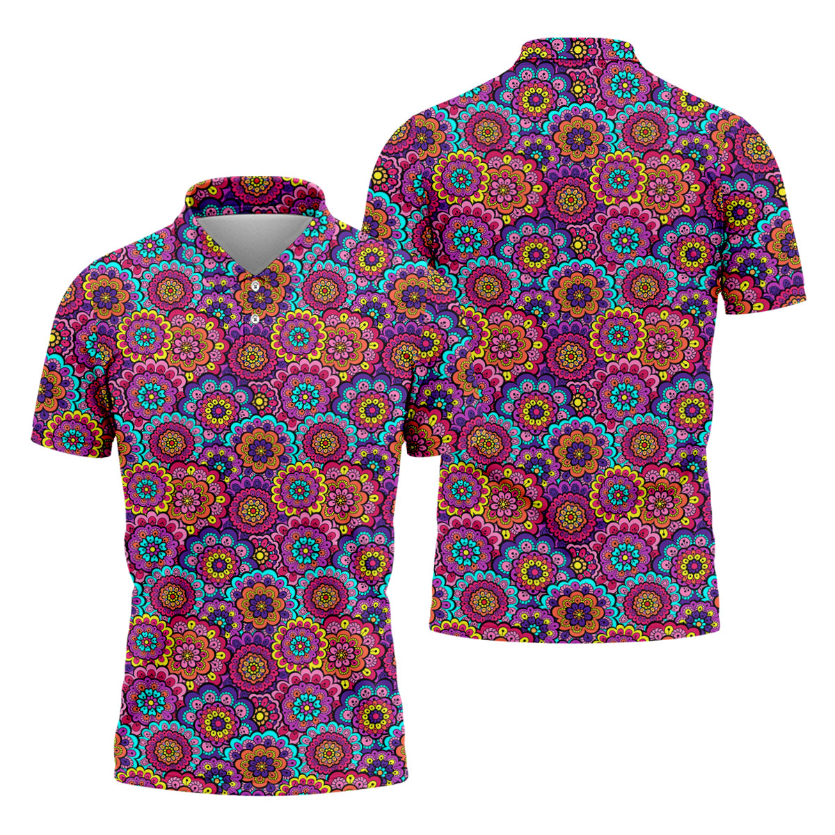 Colorful Mandala Floral Pattern Zip Hoodie, Graphic Zip Hoodie, Hooded Sweatshirt For Men