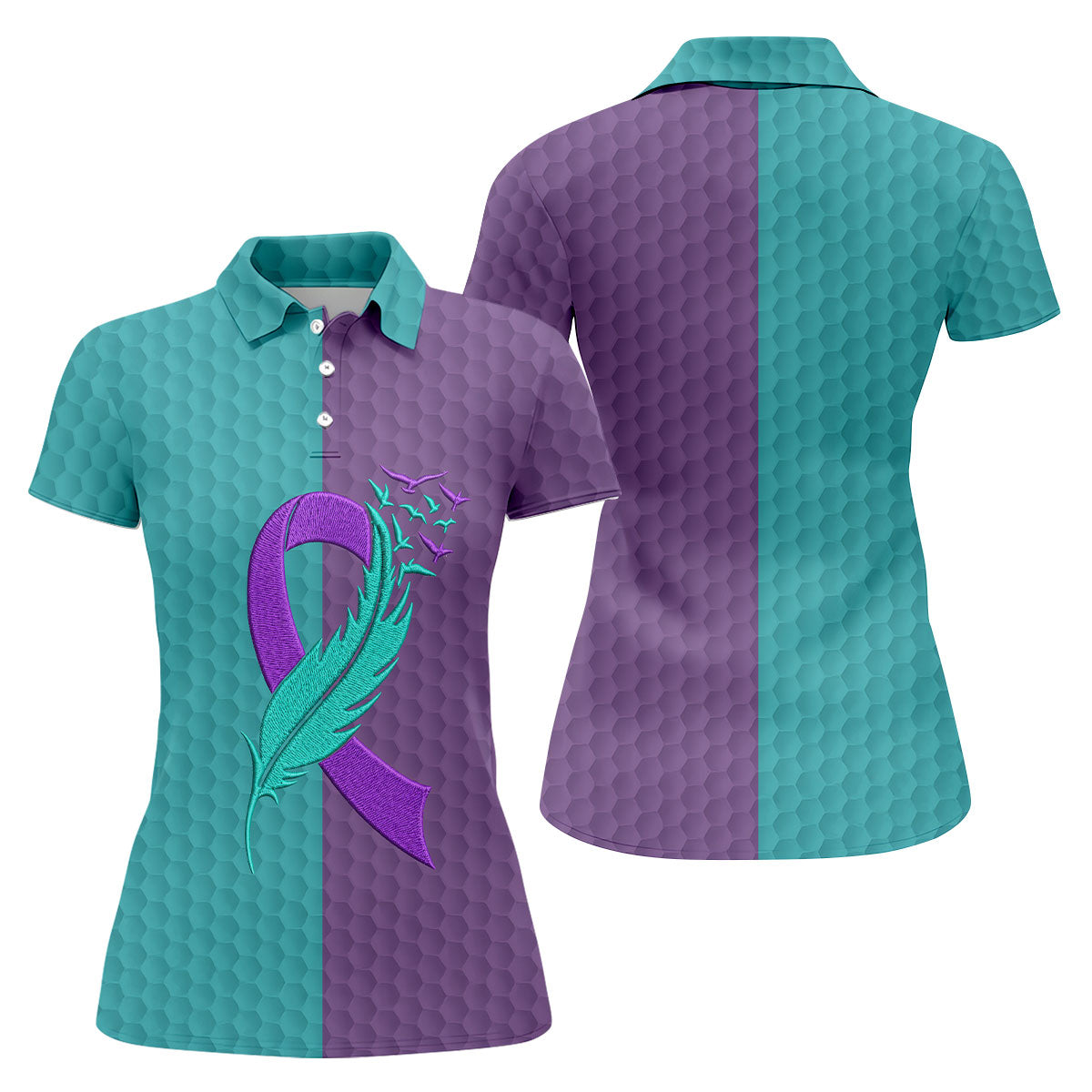 Suicide Prevention Ribbon Feather Birds Golf Polo Shirt, Women’s Golf Polo, Ladies Golf Tops
