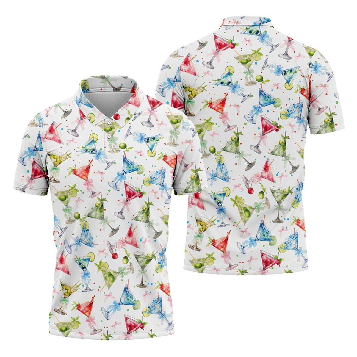 Coquette Martini Cinco De Mayo Celebration Golf Tops For Men, Summer Theme Polo Shirts For Men