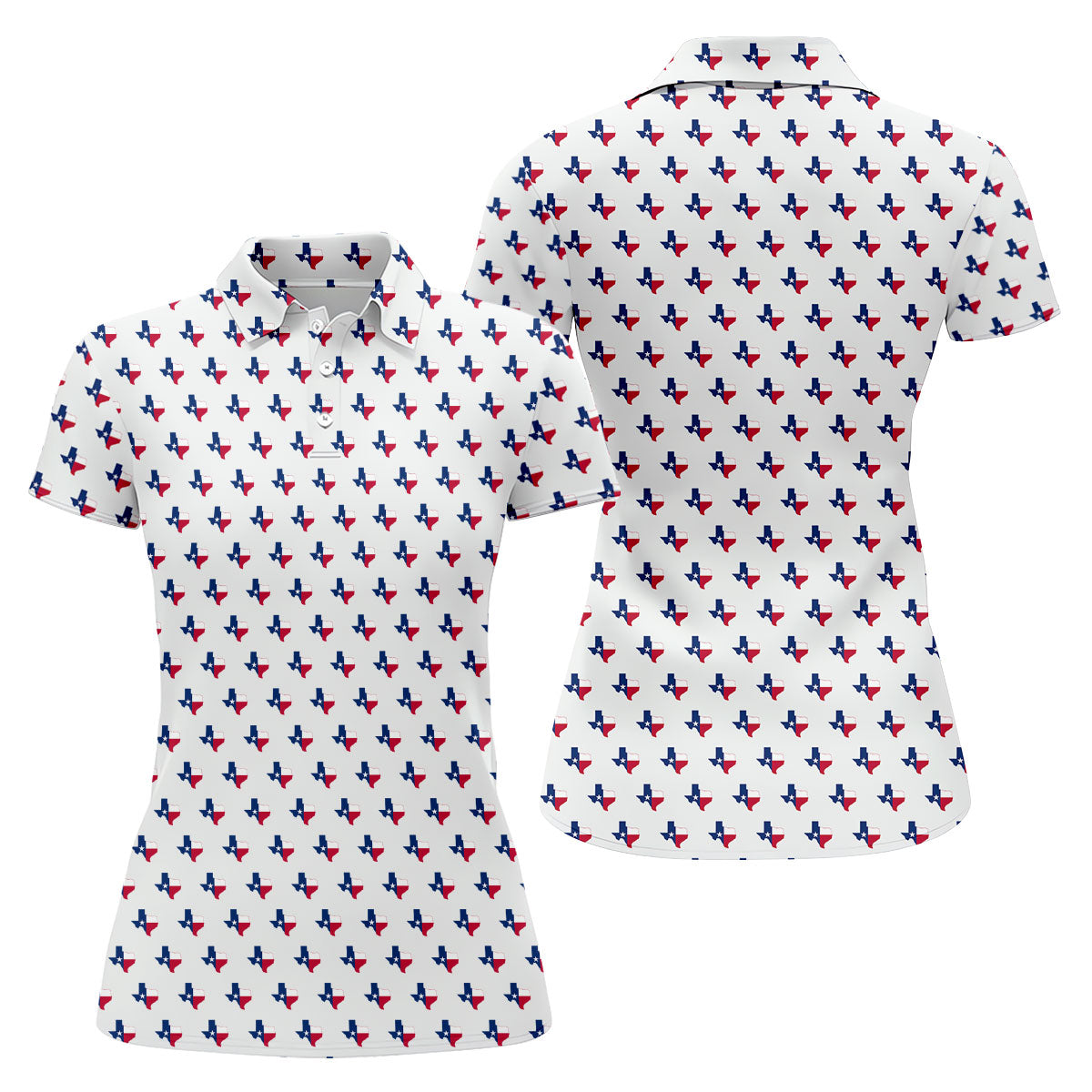 Texas Flag State Pattern Golf Polo Shirt, Women's Golf Tops, Ladies Golf Shirts
