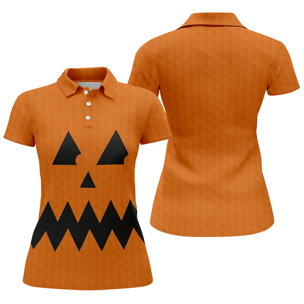 Halloween Jack O Lantern Golf Shirt, Women's Golf Polo, Ladies Golf Tops