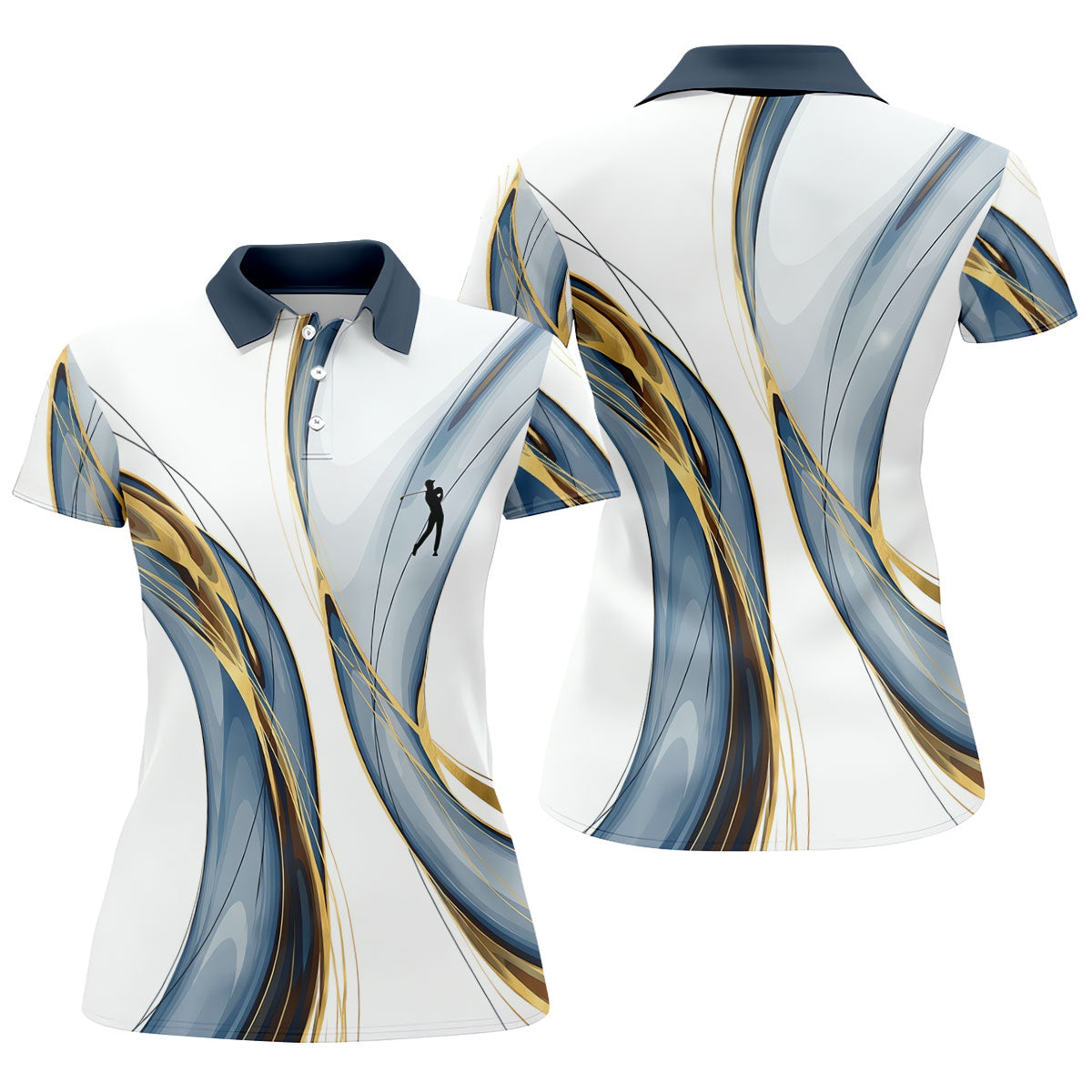 Abstract Line Art Retro Golf Shirt, Ladies Golf Tops, Golf Shirt For Women, Ladies Golf Polos