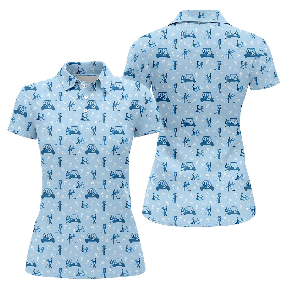 Naughty Couple Stick Figure Blue Funny Golf Shirt, Adult Humor Ladies Golf Polos, Golf Shirt For Women