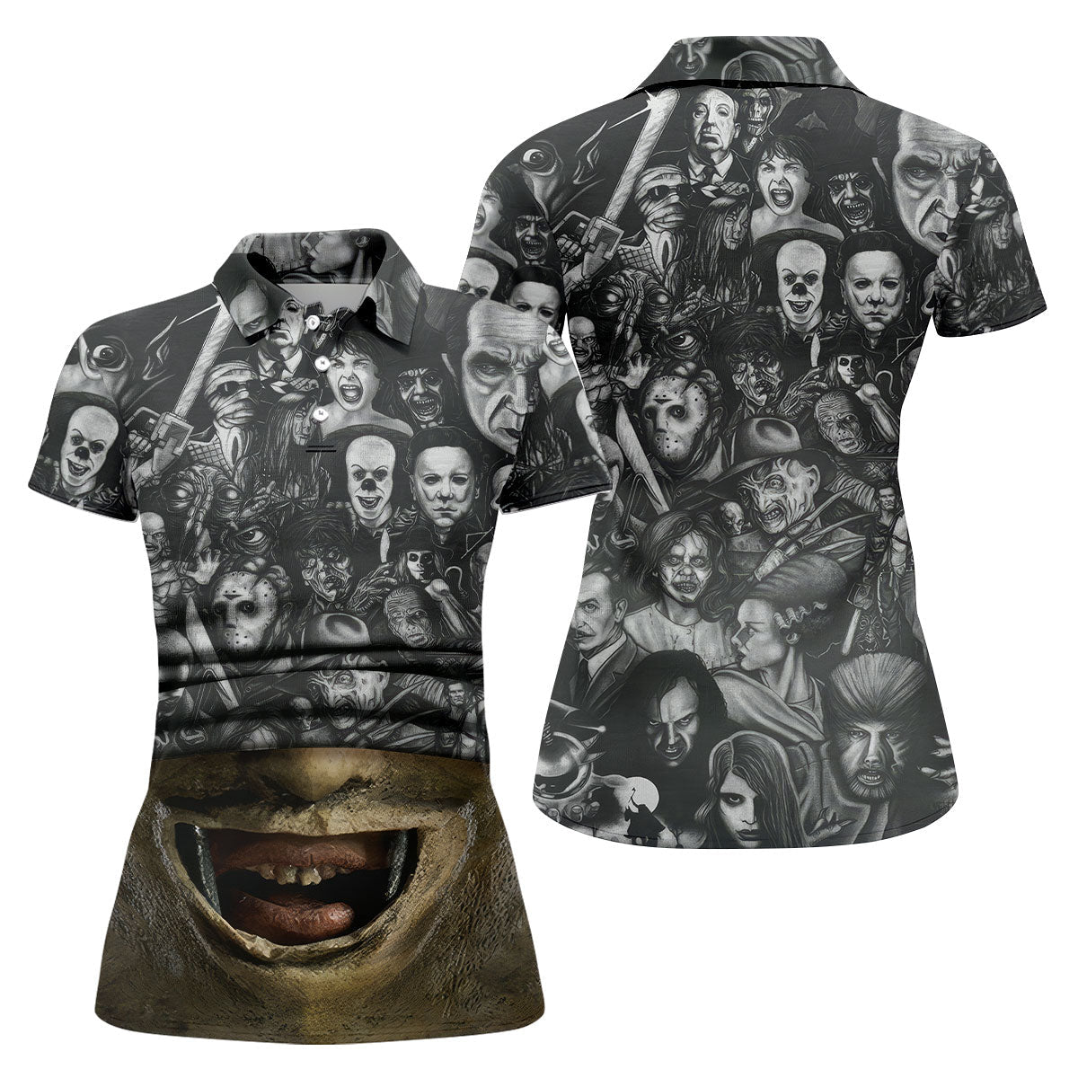 Leather Mask Horror Character Halloween Polo Shirt, Golf Shirts For Women, Ladies Golf Top