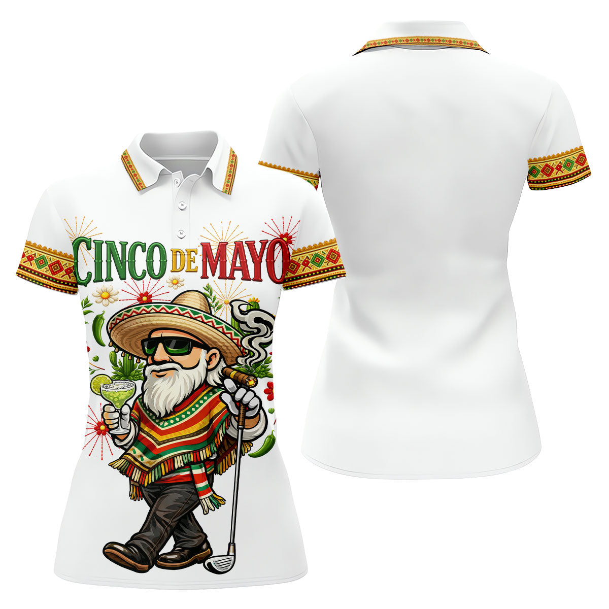 Margarita Man Cinco De Mayo Celebration White Golf Shirt, Fiesta Theme Golf Shirt For Women