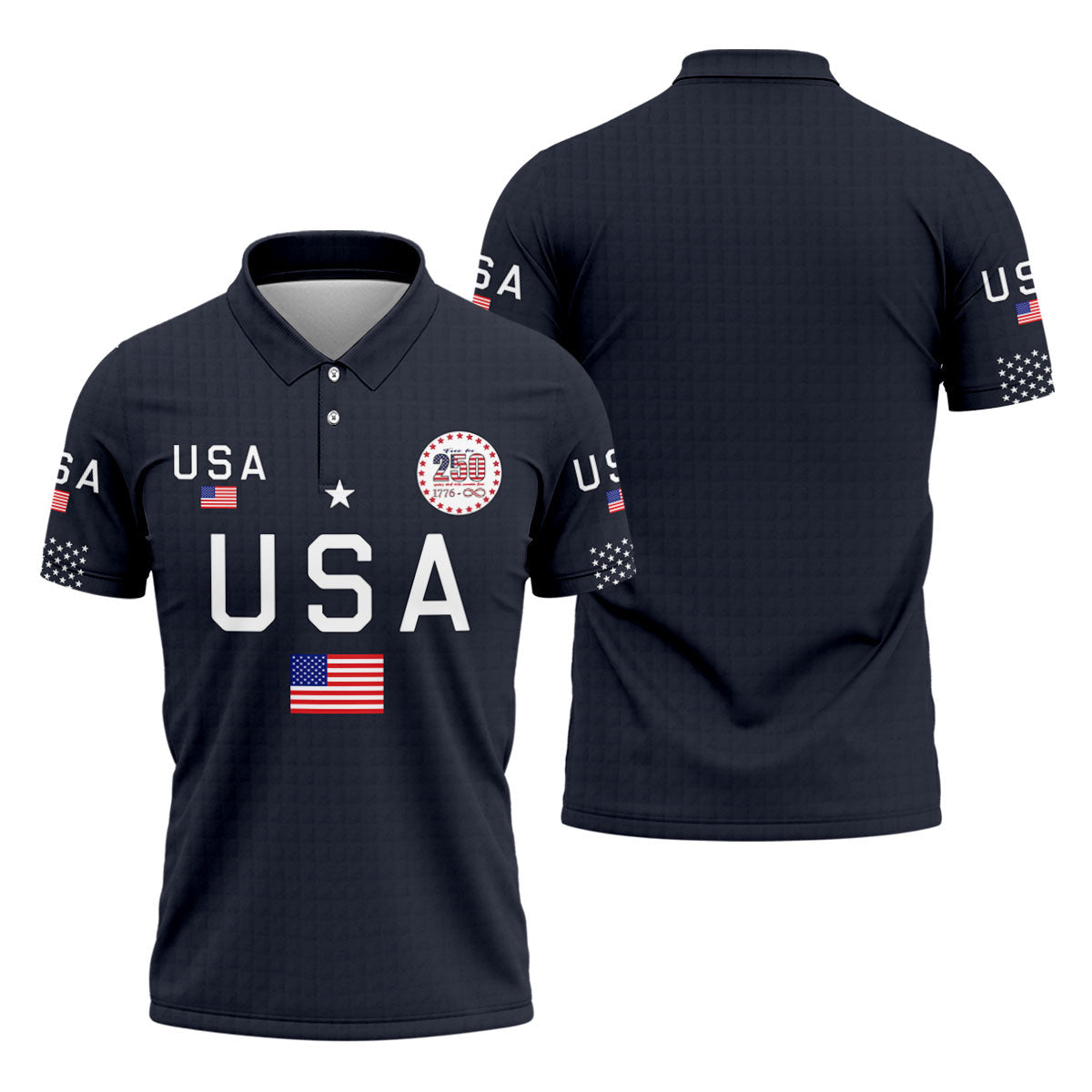 Free For 250 Years Black Patriotic Golf Shirt, 4th Of July Golf Shirt, 250th Anniversary Polo Shirts For Men