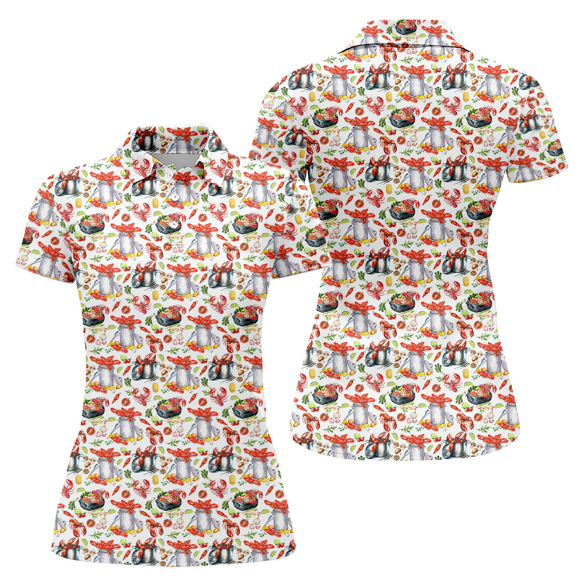 Crawfish Boil Pot Hawaiian Golf Shirt, Louisiana Crawfish Season Golf Shirt For Women
