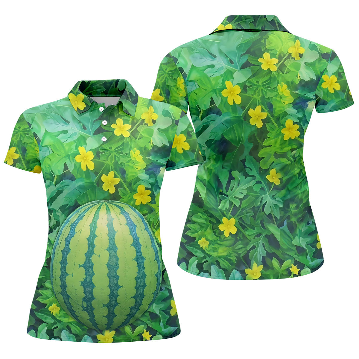 Funny Watermelon Belly Illusion Golf Polo Shirt, Women's Golf Polo, Ladies Golf Shirts