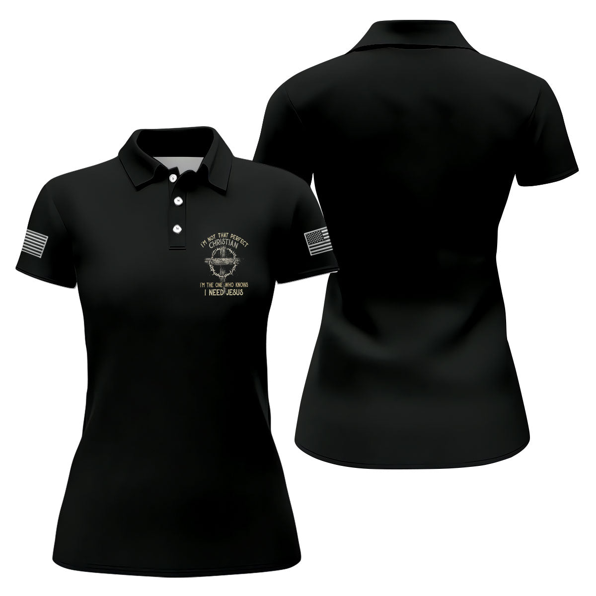 Funny Imperfect Christian Jesus Polo Shirt, Womens Golf Tops, Golf Shirts For Women