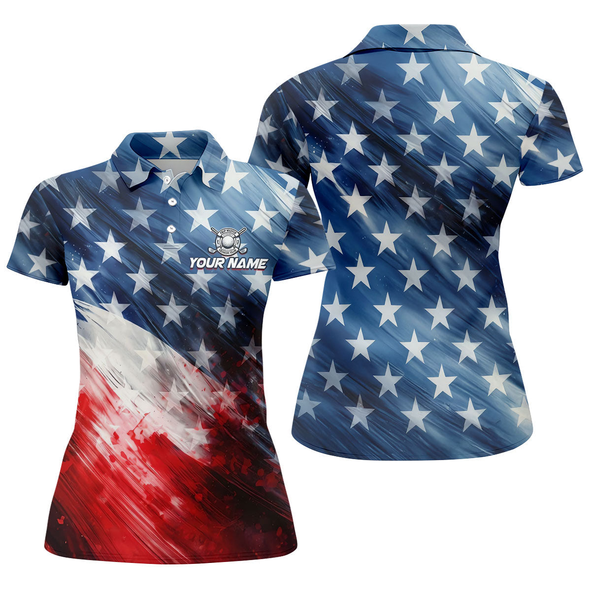 Red White Blue Gradient Art 4th Of July Patriotic Golf Shirt, 250 Years Golf Shirt For Women