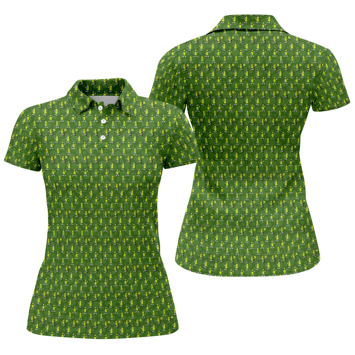 Funny Hole In One Pickle Golf Pattern Polo Shirt, Women’s Golf Polo, Golf Shirts For Women