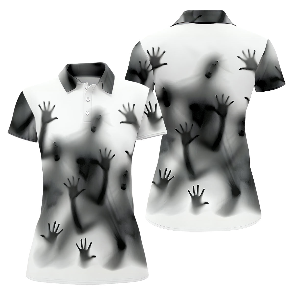 Haunted Shadow Silhouette Golf Polo Shirt, Women's Golf Polo, Ladies Golf Shirts