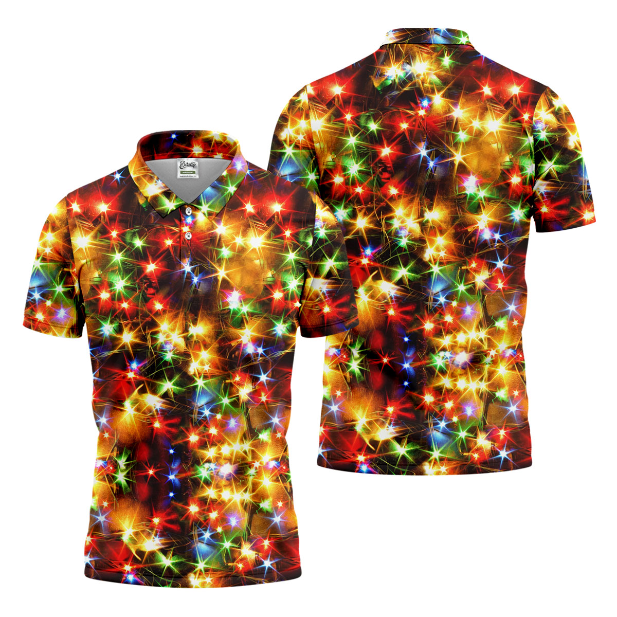 Colorful Christmas Lights Men's Golf Polo Shirts, Christmas Golf Shirt, Golf Gift For Men, Polo Shirts For Men