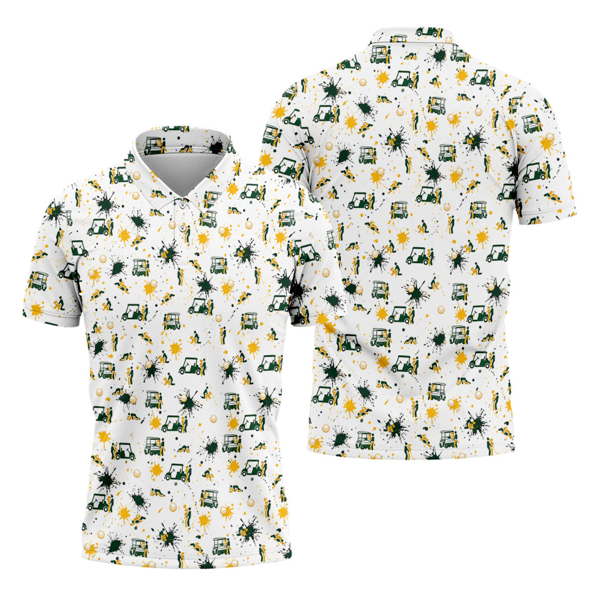Funny Golf Cart Adult Humor Pattern Polo Shirt, Golf Polo Shirts For Men, Mens Golf Apparel