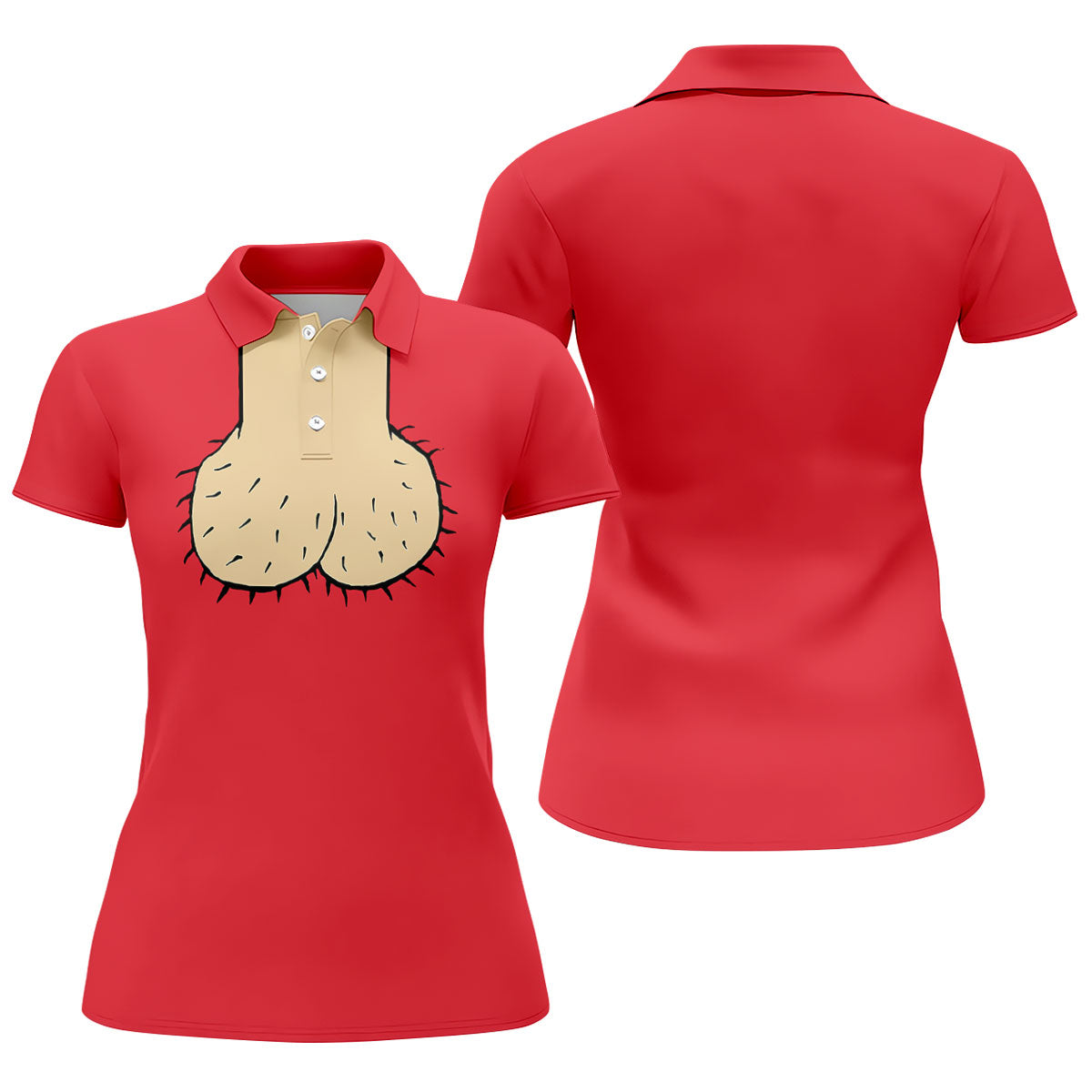 Red Funny Dickhead Faux Chest Golf Shirt, Funny Halloween Shirt, Women’s Golf Apparel