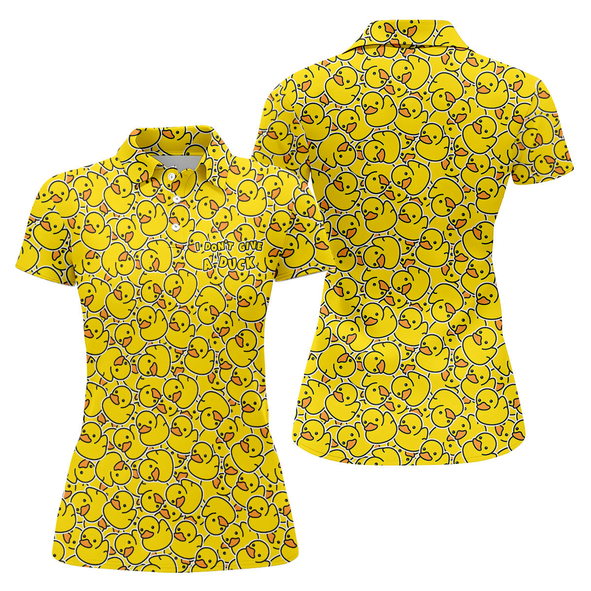 I Don't Give A Duck Yellow Rubber Duck Hawaiian Golf Shirt, Women's Golf Tops
