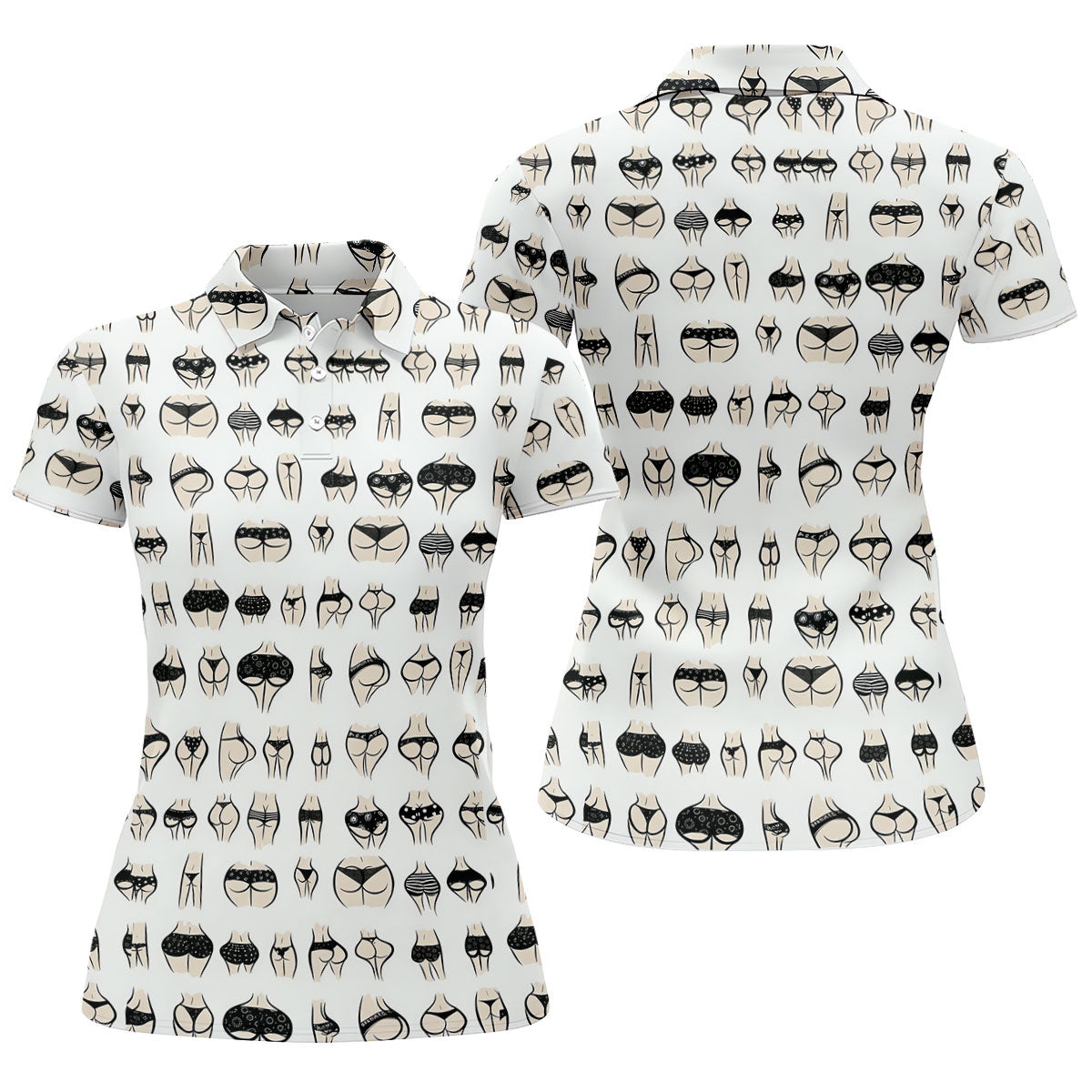 Funny Lingerie Butt Pattern Golf Polo Shirt, Ladies Golf Shirts, Performance Golf Shirt