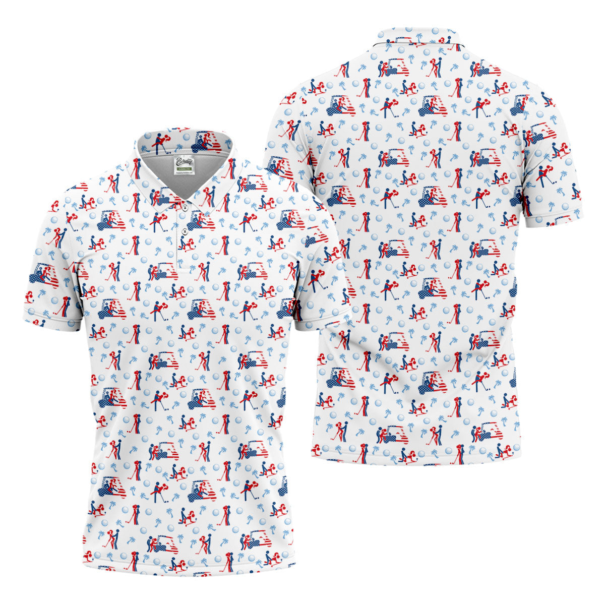Naughty Couple Funny Stick Figures Patriotic Golf Shirt, 250 Years 4th Of July Golf Shirts For Men