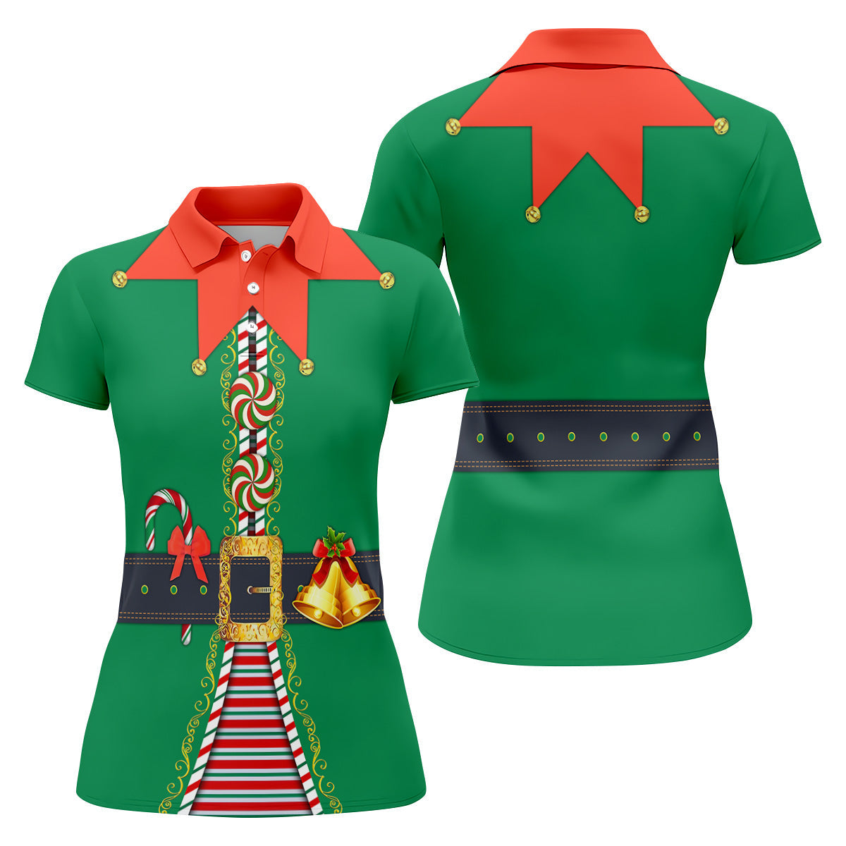 Funny Christmas Elf Cute Women's Golf Clothes, Ladies Golf Shirts, Christmas Golf Shirt