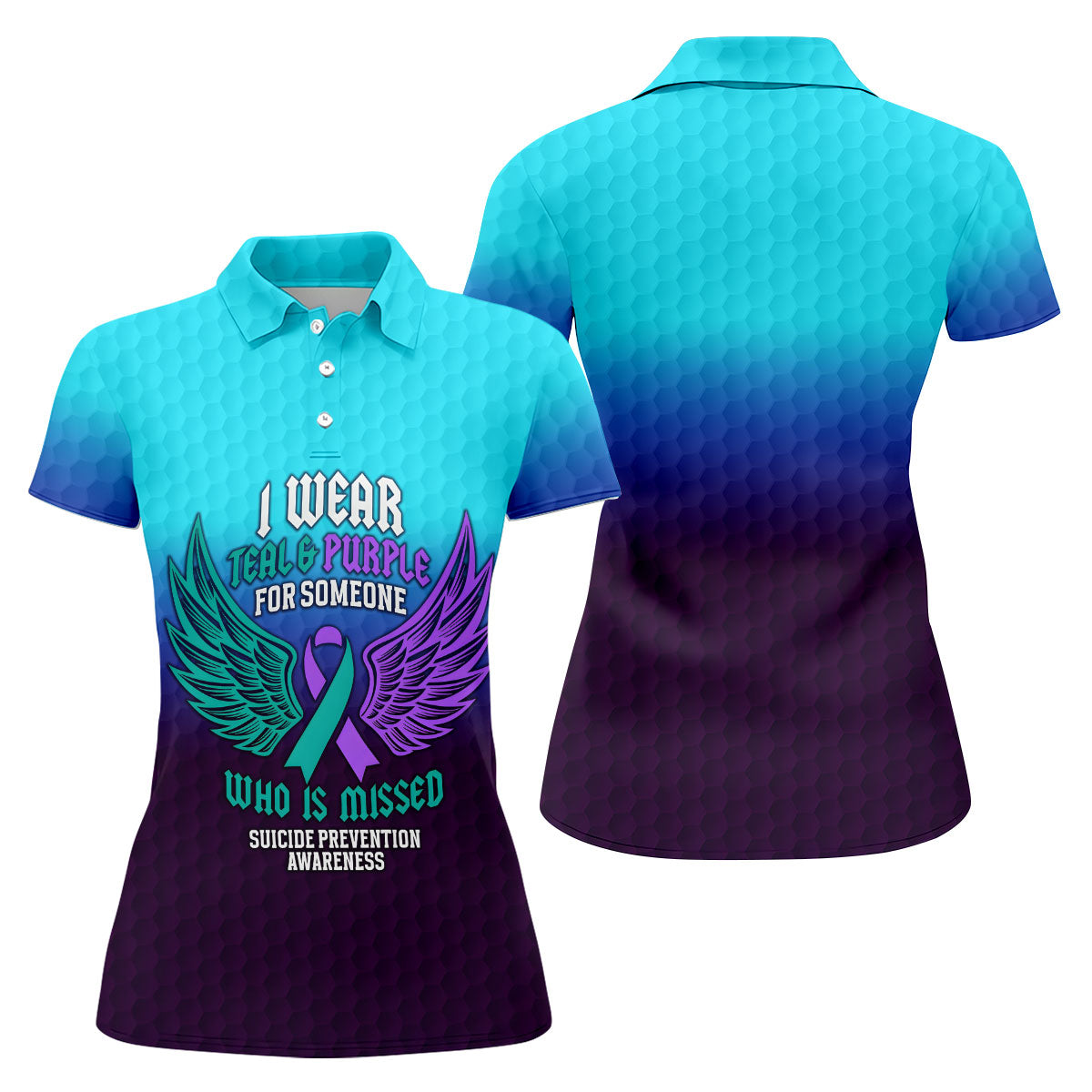 I Wear Teal And Purple Suicide Prevention Awareness Women’s Golf Polo, Golf Shirts