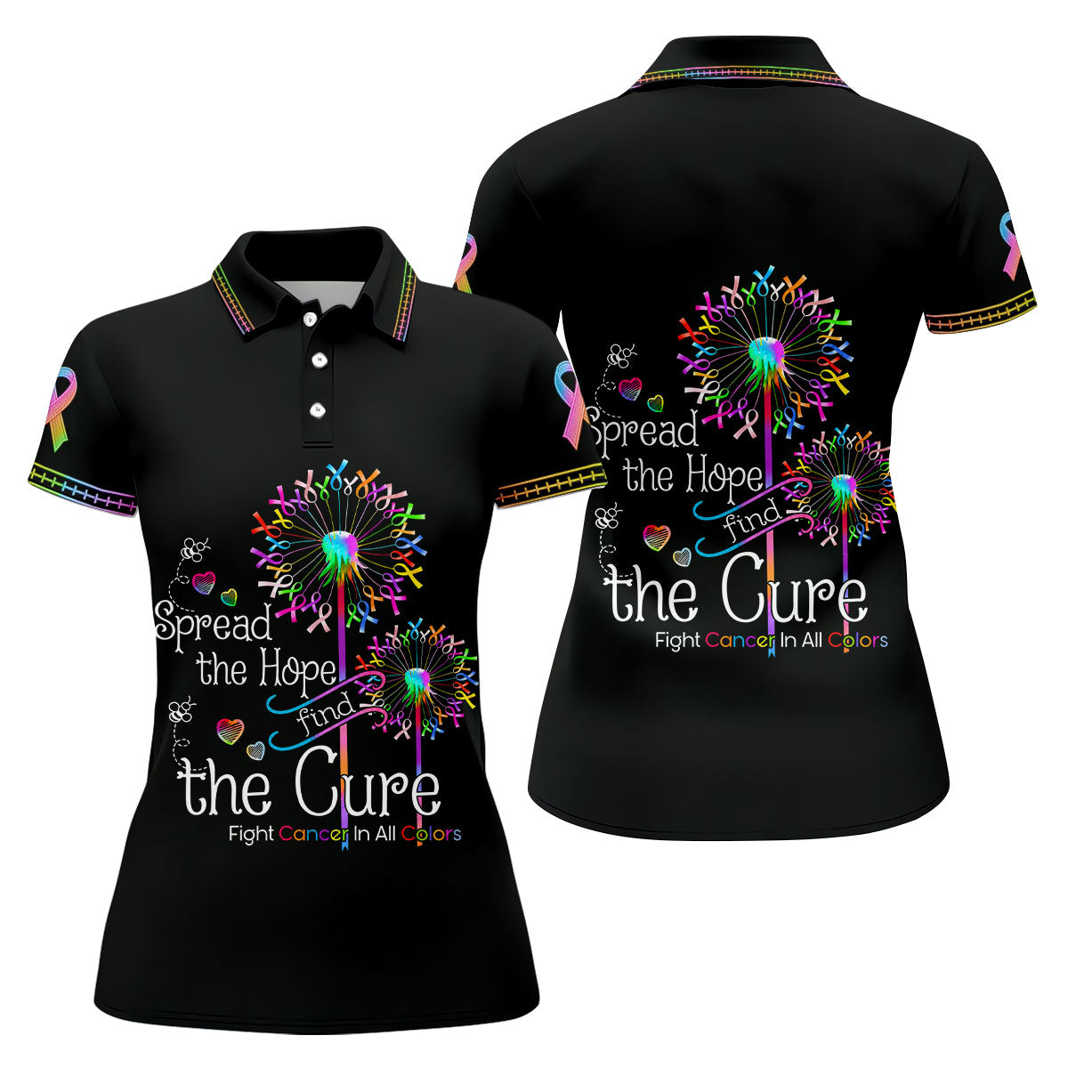 Spread The Hope Find The Cure Breast Cancer Awareness Golf Polo Shirt, Golf Shirts For Women