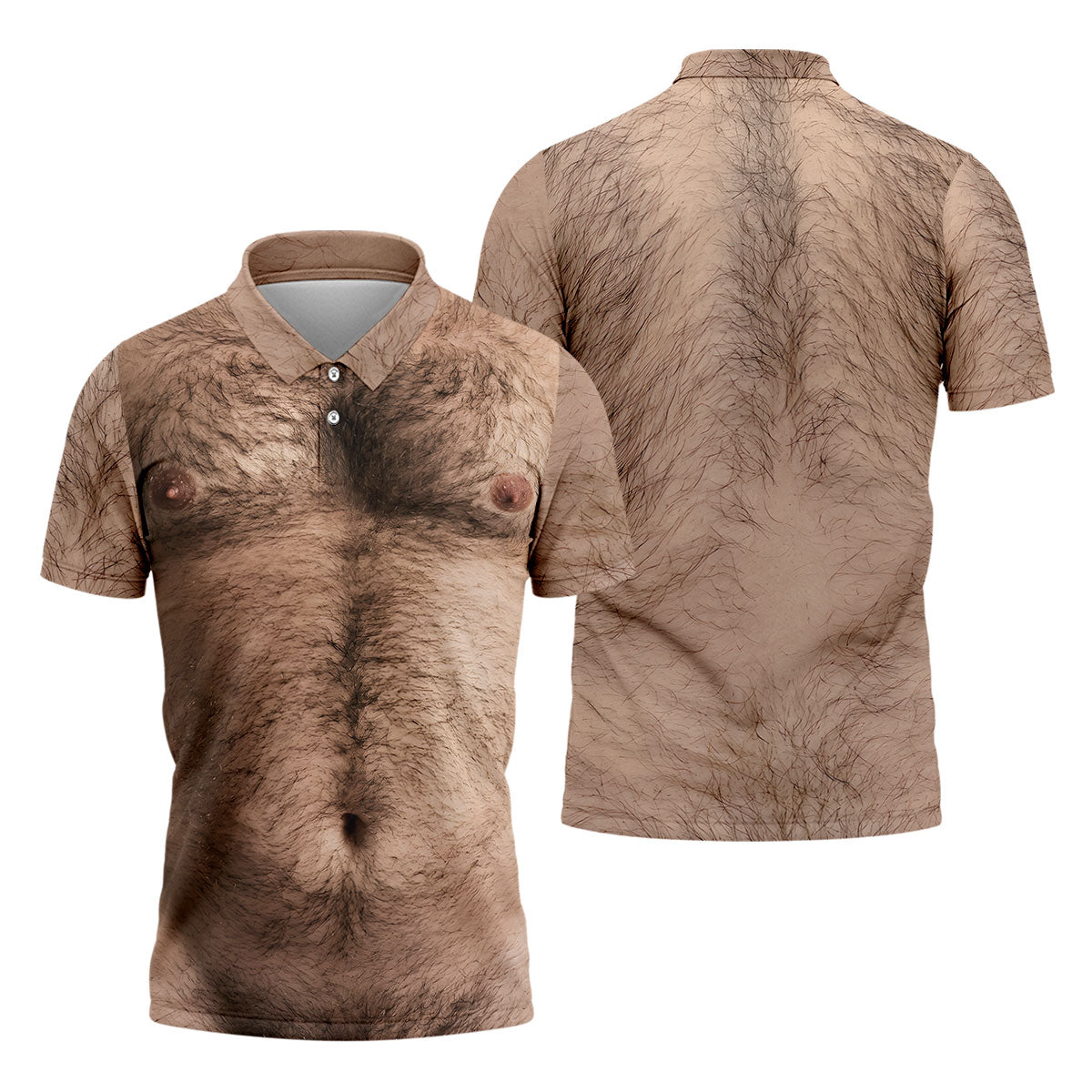 Funny Hairy Chest Golf Shirt, Men's Funny Golf Shirts, Beer Belly Gag Gift For Dad, Polo Shirts For Men