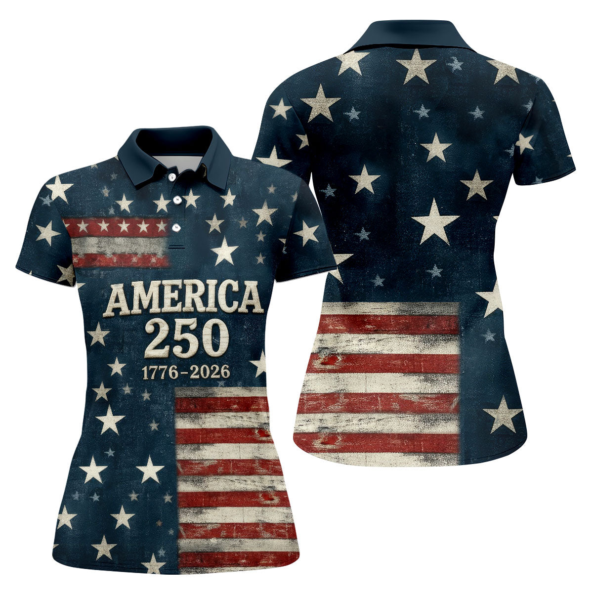 US America 250 Year Anniversary Veterans Day Golf Shirt, Patriotic 4th Of July Golf Shirt For Women