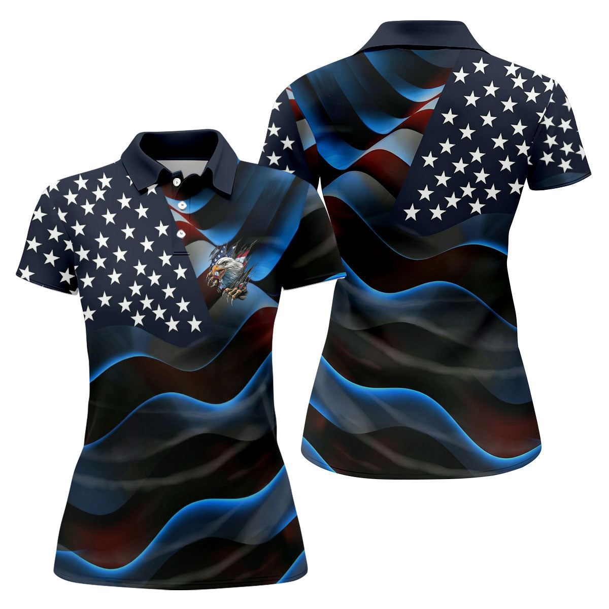 Gradient Stripes And Stars Patriotic 4th Of July Golf Shirt, 250 Years Golf Shirt For Women