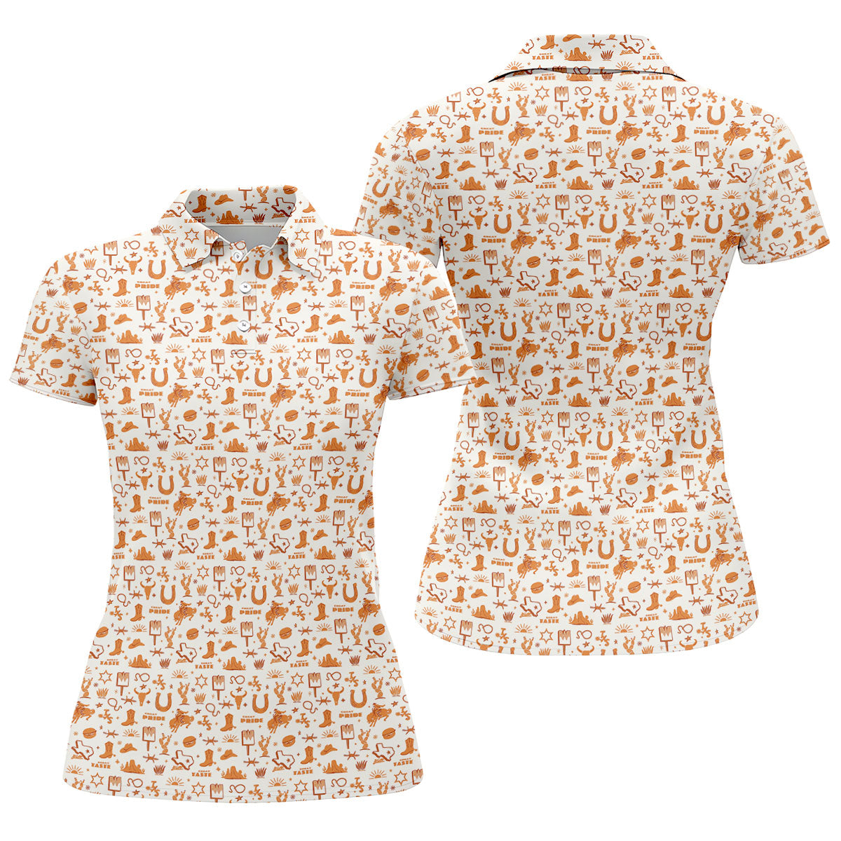 Texas Cowboy Western Pattern Golf Polo Shirt, Ladies Golf Shirts, Hawaiian Golf Shirt