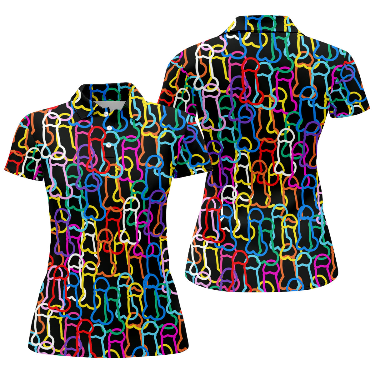 Adult Humor LGBT Rainbow Color Fun Women's Golf Shirts, Pride Month Celebrate Golf Shirt For Women