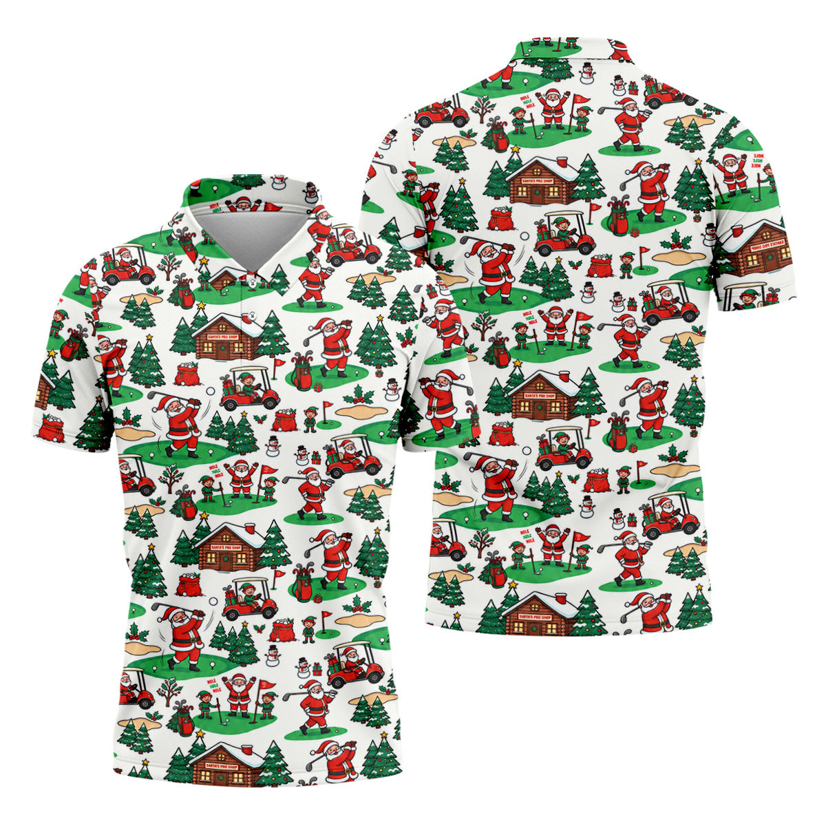 Santa Golf Cart And Elves Christmas Golf Shirt, Mens Golf Polo, Golf Shirts For Men
