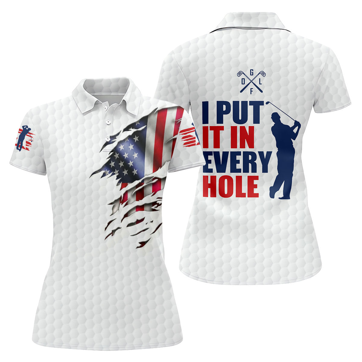 I Put It In Every Hole Ripped American Flag 250 Patriotic Golf Shirt, 4th Of July Golf Shirt For Women