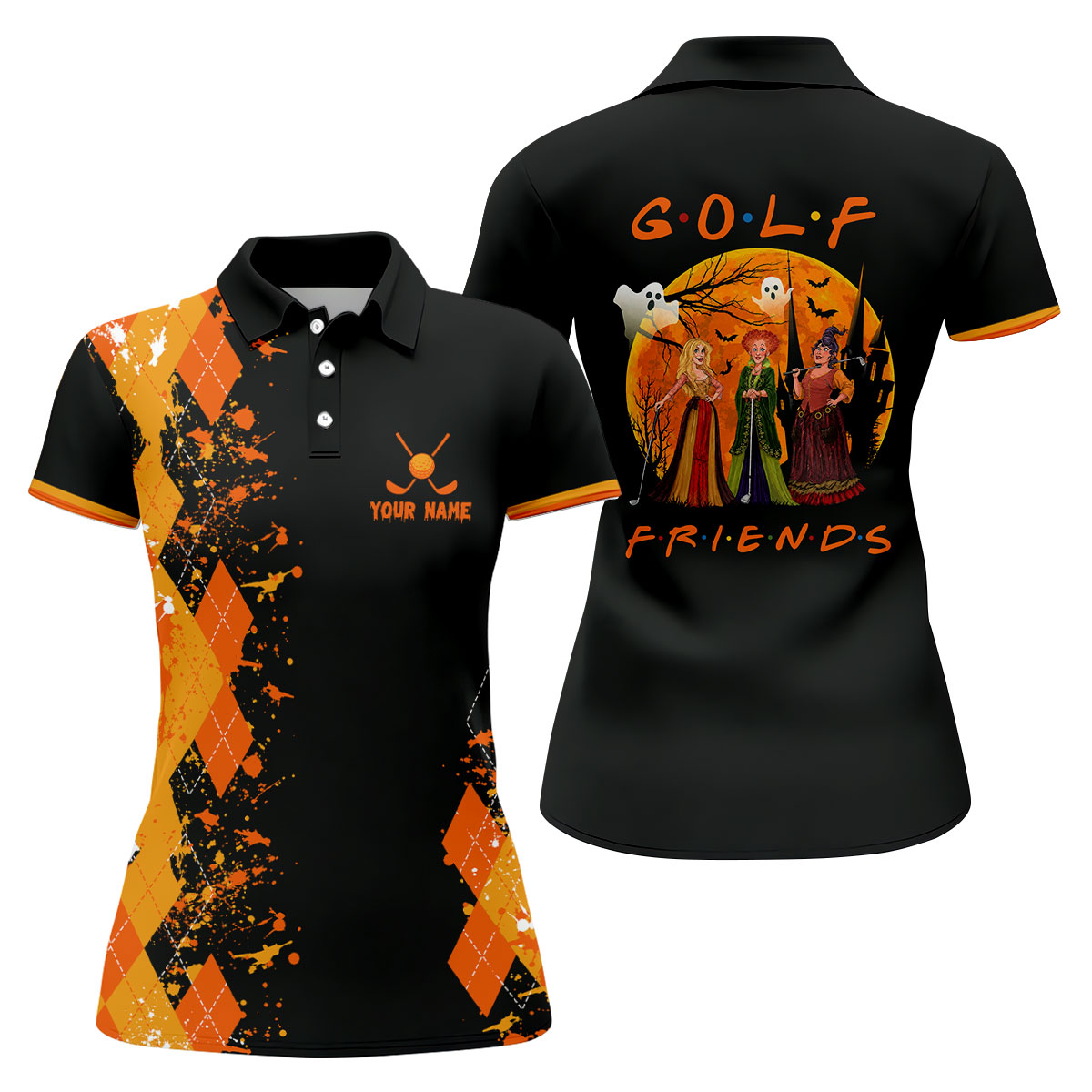Custom Golf Friends Horror Character Halloween Polo Shirt, Womens Golf Tops, Ladies Golf Top
