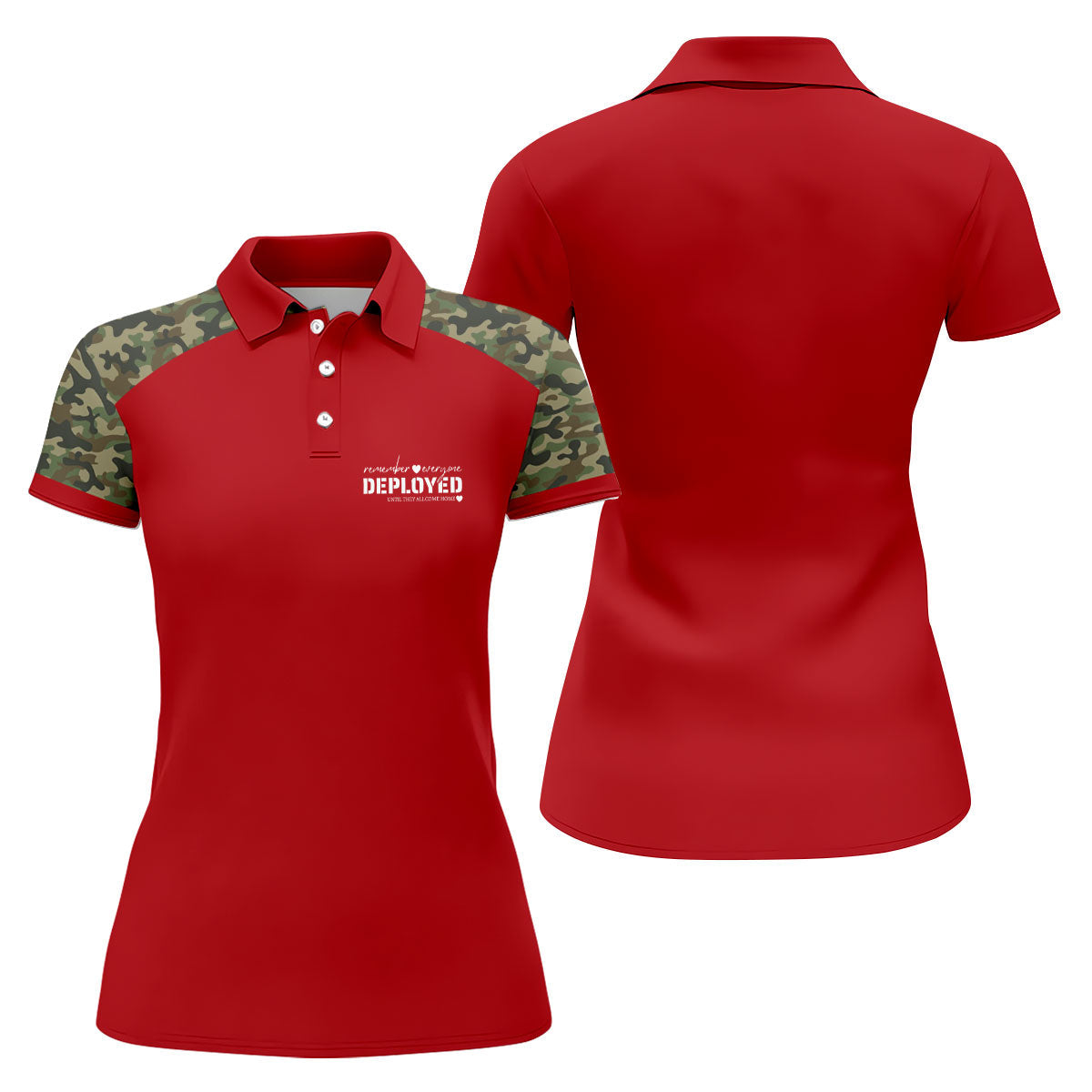 Remember Everyone Deployed Camo Red Patriotic 4th Of July Golf Shirt, 250th Anniversary Golf Shirt For Women