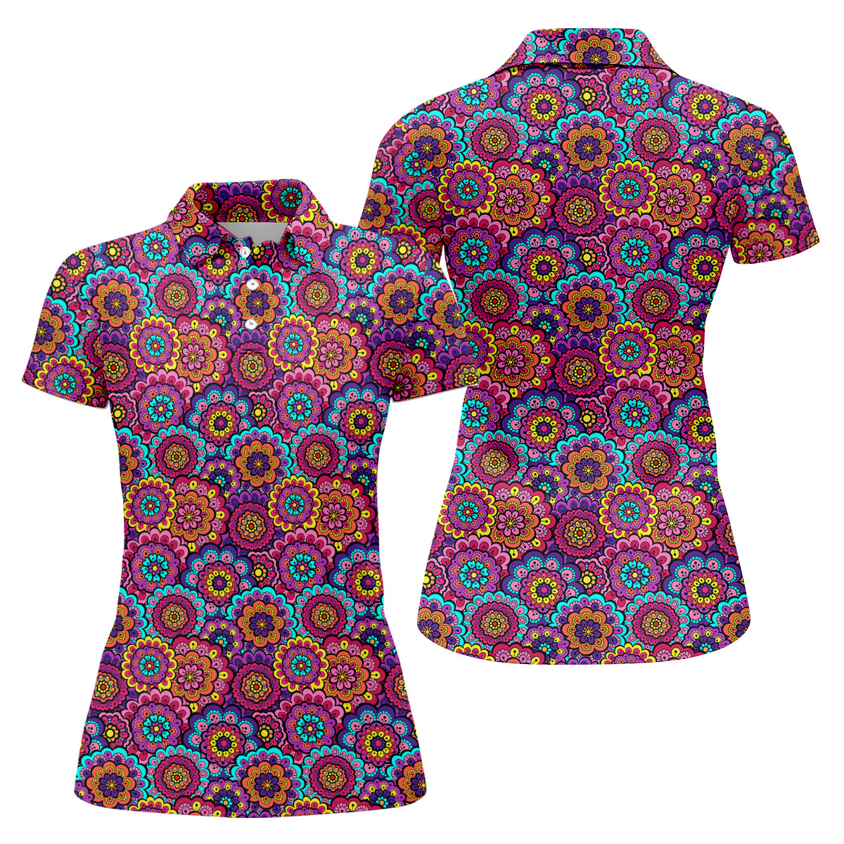 Colorful Mandala Floral Pattern Zip Hoodie, Women's Graphic Hoodie, Hoodies For Women